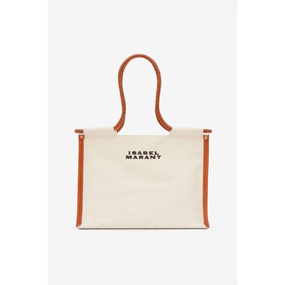 NEW ISABEL MARANT toledo cotton tote bag in ecru/cognac - Picture 1 of 3